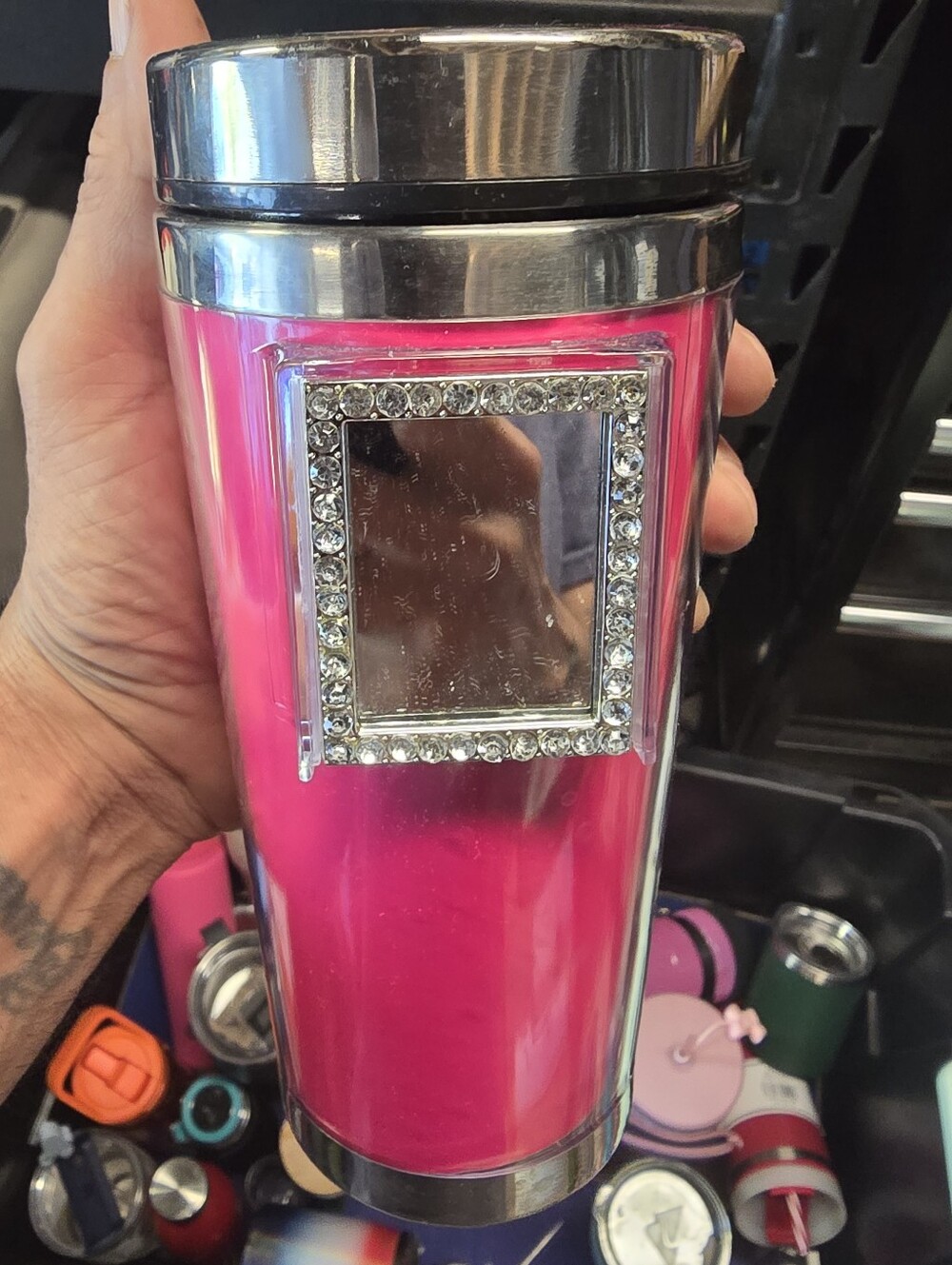 Pink Rhinestone Travel Tumbler - Home Accents